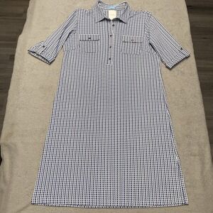 J McLaughlin Catalina Cloth Dress Medium Blue Geometric Shoreline Lawrence NEW